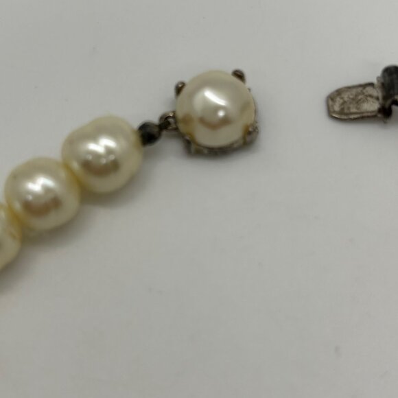 Vintage Faux Baroque Pearl Choker Necklace 15" With Box Clasp Elegant - Picture 13 of 16
